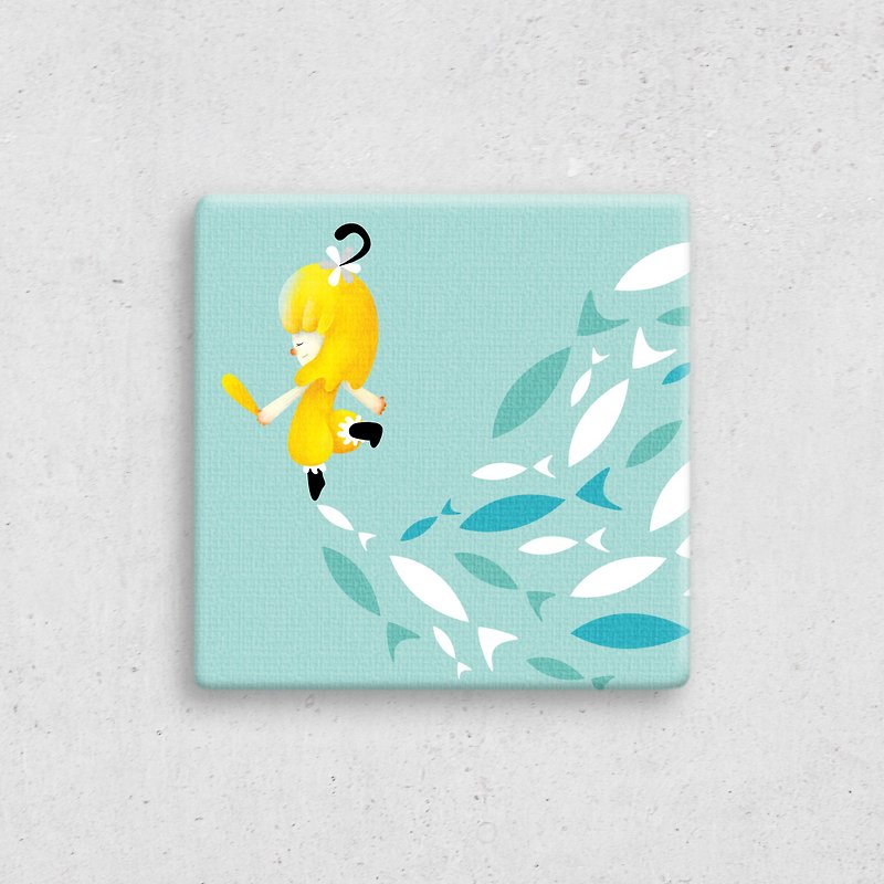 Little Daisy Series Frameless Painting_Little Daisy and Fish - โปสเตอร์ - ผ้าฝ้าย/ผ้าลินิน 