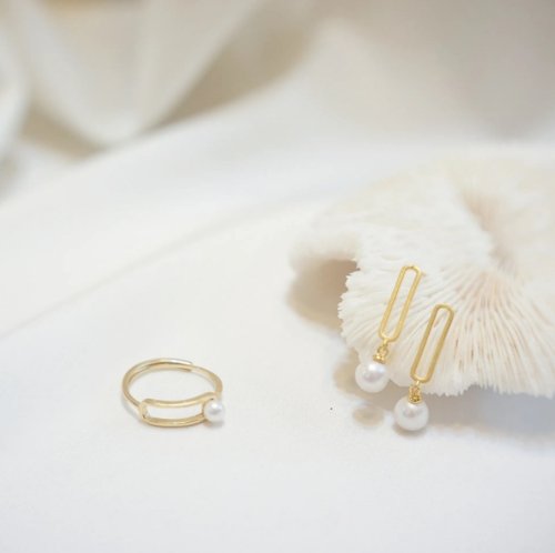 Né jewelry & life 時光隧道 珍珠耳環戒指 / 無耳洞耳夾