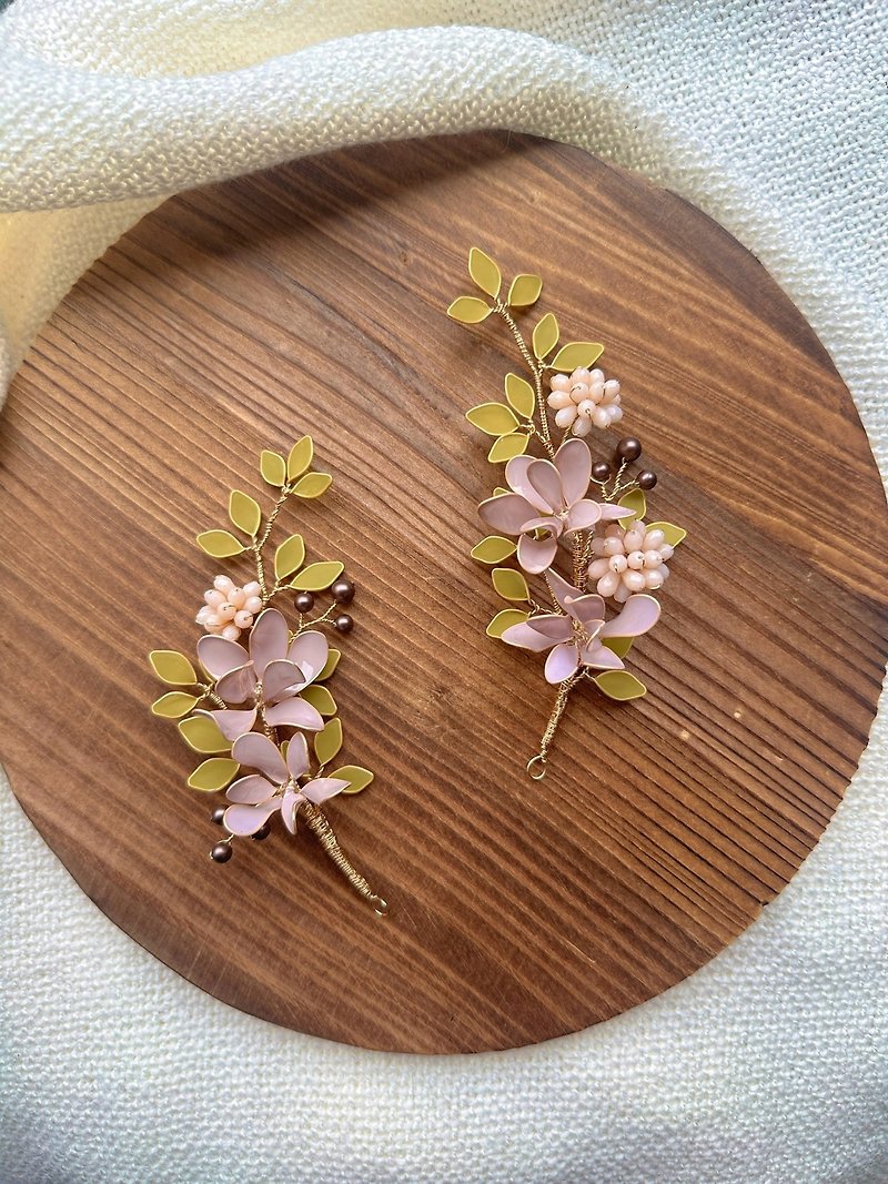 Gray pink flower ball hair accessories can be customized in other colors - เครื่องประดับผม - เรซิน สึชมพู