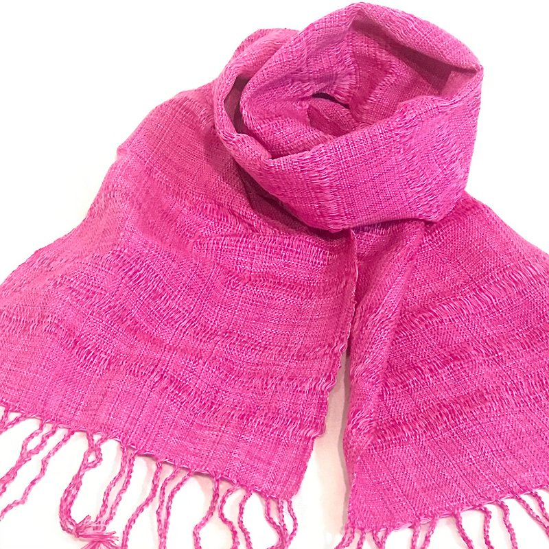 Bhutan woven scarf, stole, shawl, throw, runner, great as present - Knit Scarves & Wraps - Cotton & Hemp Pink
