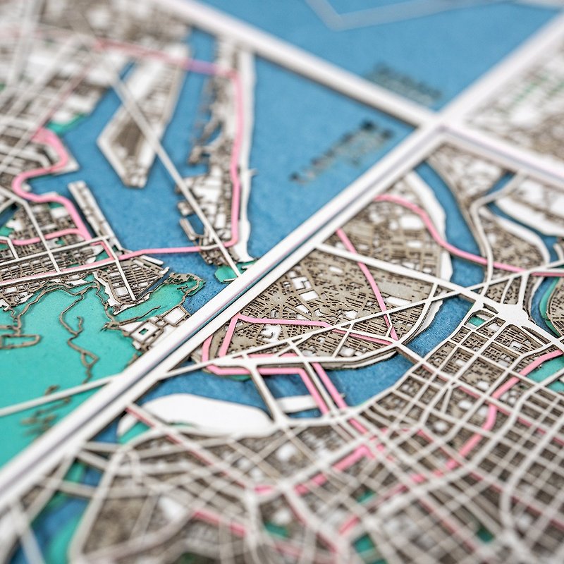 城市輪廓 | 紙雕地圖卡片 | 台北.台中.台南.高雄 - 卡片/明信片 - 紙 白色