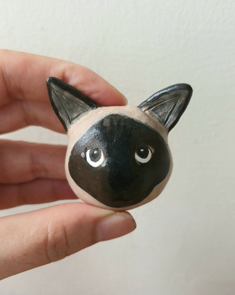 禮物/客製化/寵物/暹羅貓磁鐵 - 磁石貼/磁鐵 - 黏土 