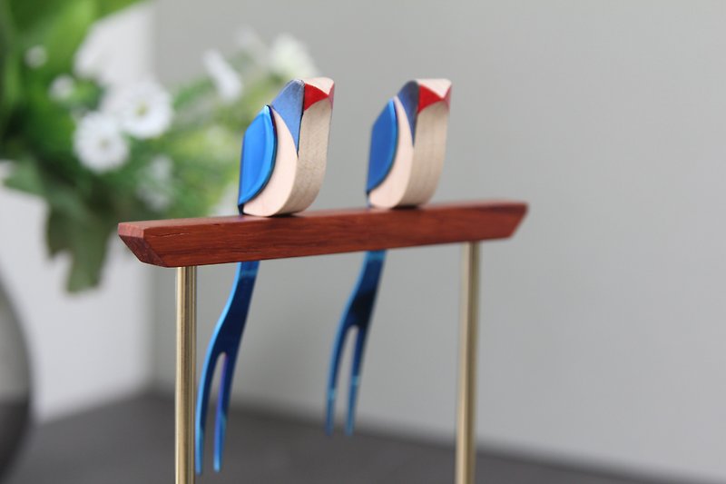 藍鵲叉 禮盒組 - 刀/叉/湯匙/餐具組 - 木頭 紅色