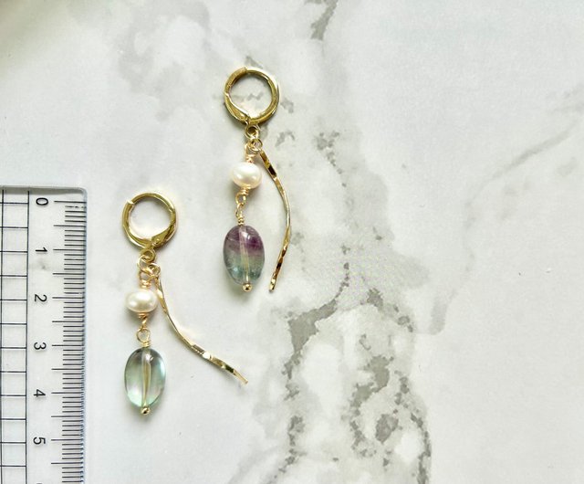 フローライトピアス フローライト 淡水パールピアス 淡水パール