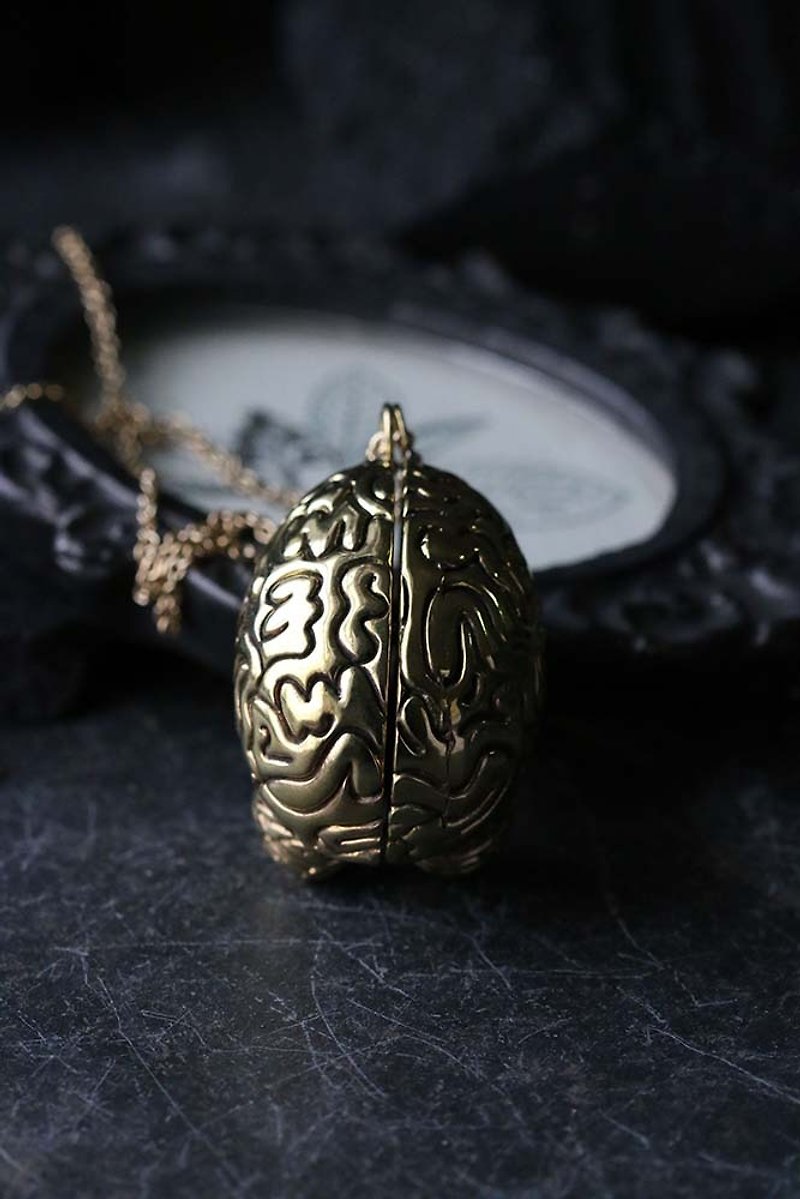 Brain Charm Necklace Original design and made by Defy. - 項鍊 - 其他金屬 金色