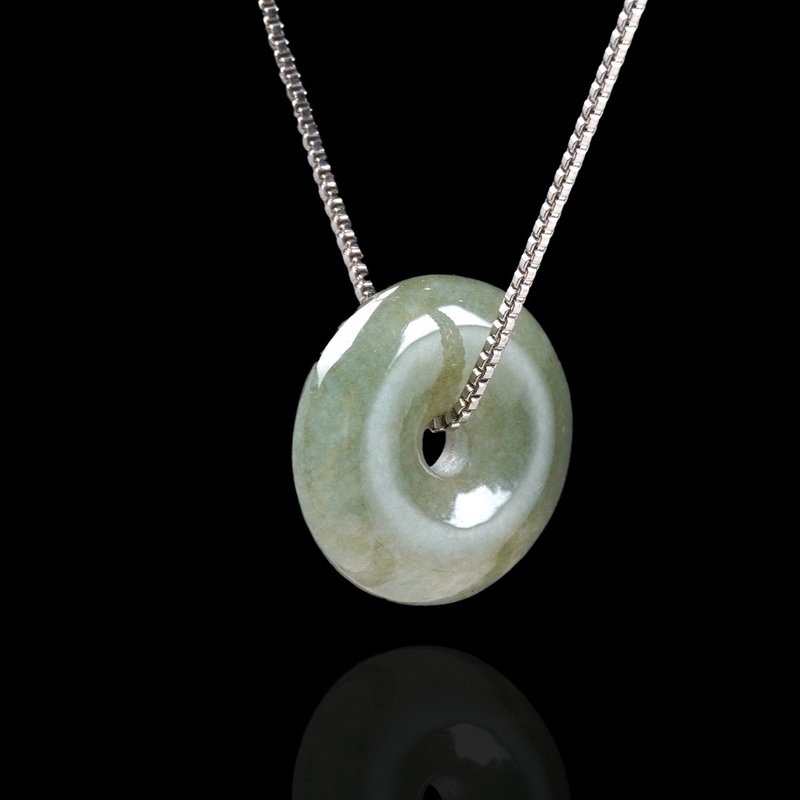 【May‧Peace】Ice Jadeite Peace Buckle Necklace | Natural Burmese Jadeite A Grade | Gift - สร้อยคอ - หยก สีเขียว