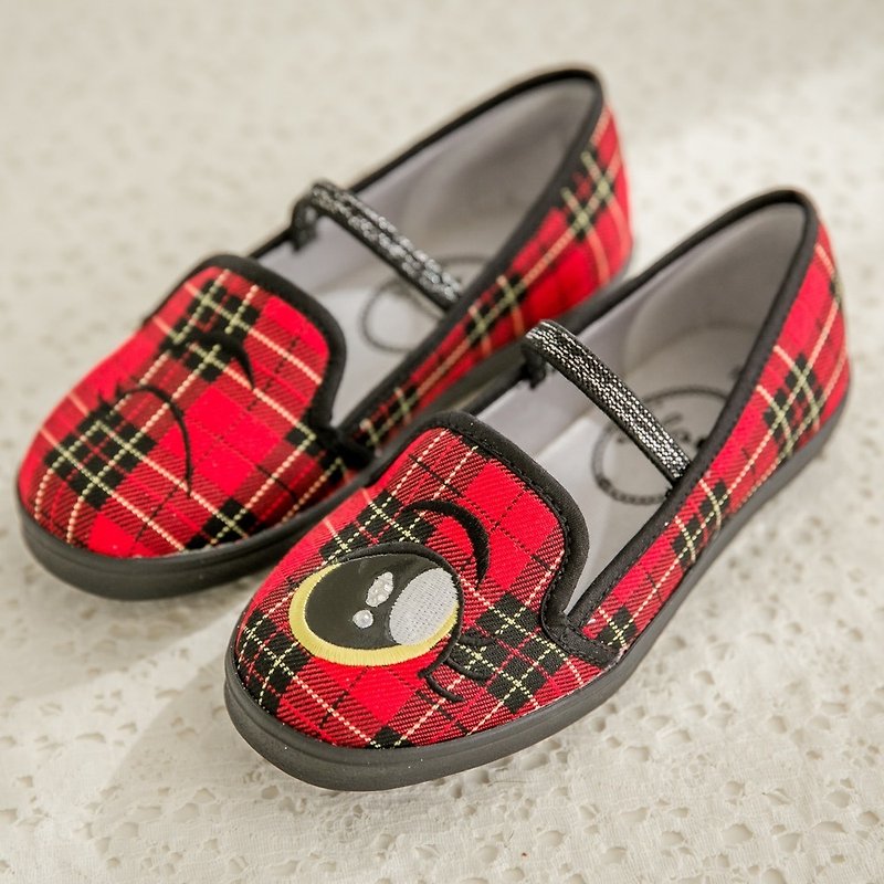 Nikki Red Plaid Blinking Eye Loafers (Kids)-(Special offer only accepts returns) - Kids' Shoes - Other Materials Red