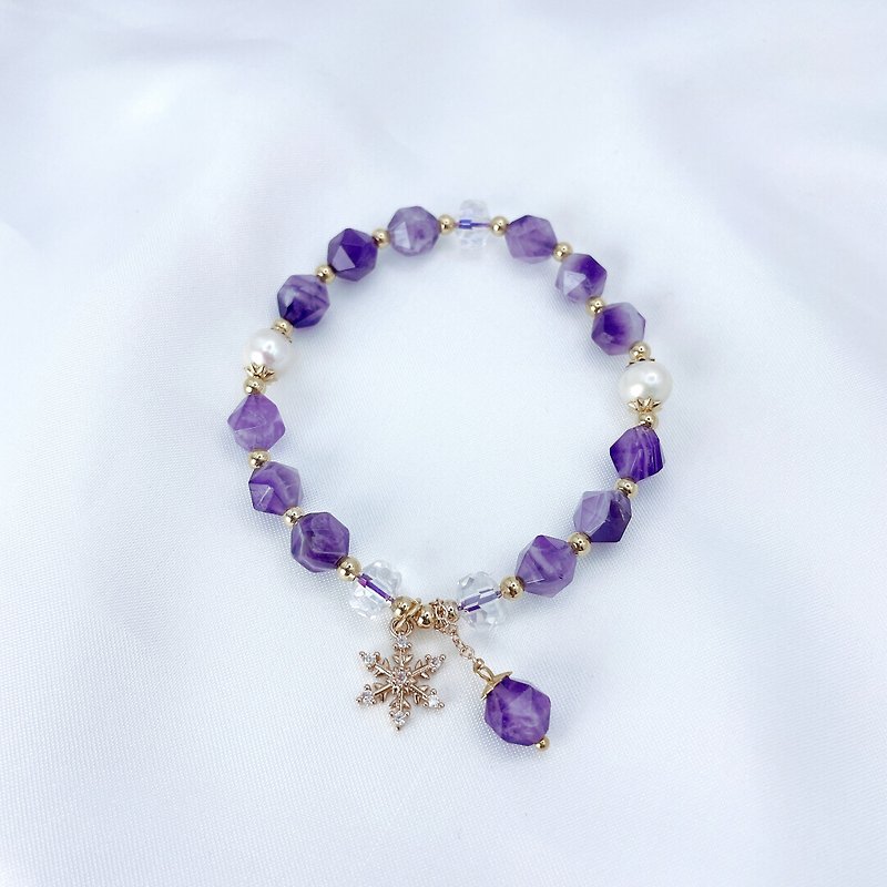 [Snow Purple Kaoru] Amethyst/Pearl - Bracelets - Crystal Purple