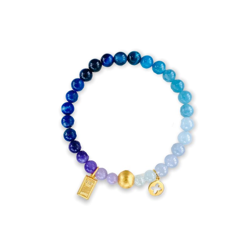 Beautiful blue purple aquamarine lavender amethyst ice blue Stone kyanite gold bracelet - สร้อยข้อมือ - คริสตัล 