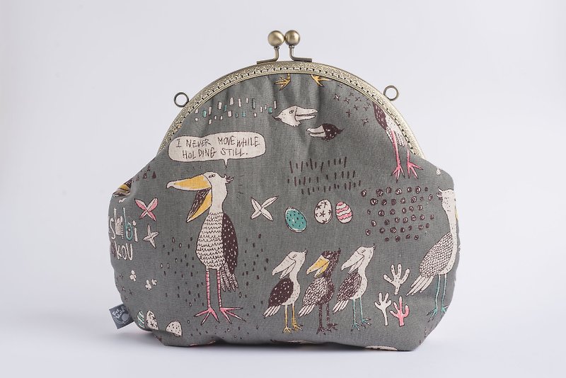 [Toucan Love Talking] Retro metal mouth gold bag # Portable # # Picturebook style # nostalgia vintage # # New Year's gift - Messenger Bags & Sling Bags - Cotton & Hemp Gray