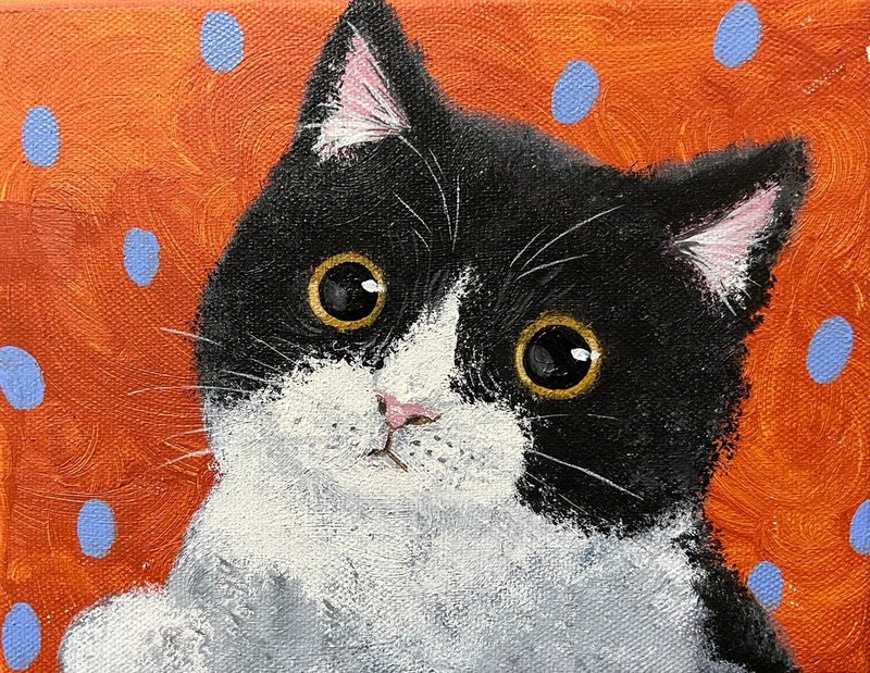 Curious Benz Cat/ Acrylic Painting/Oil Painting/Customized Painting/Pet Painting - Items for Display - Cotton & Hemp 