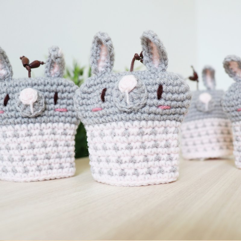 Other Materials Keychains Multicolor - Knitted key cover - Cute Rabbit (gray)