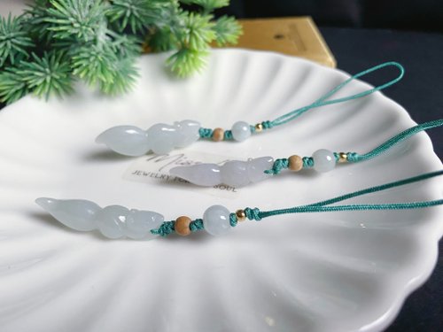 樂藏｜輕珠寶｜手作能量 天然緬甸玉 翡翠 財壽 招財 健康 松鼠 包掛 禮物 手機掛