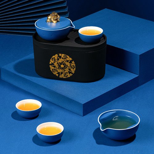 【ぷくぷく様リクエスト】560 美しい藍釉小杯 茶器 3点 他おまとめにて SZ-835DB - ふくろ倶楽部