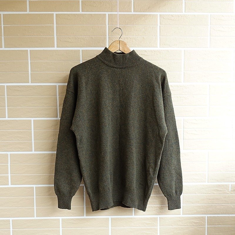 │Slow│ grass color - vintage retro theatrical wool sweater │vintage streets neutral wool.... - Men's Sweaters - Other Materials Multicolor