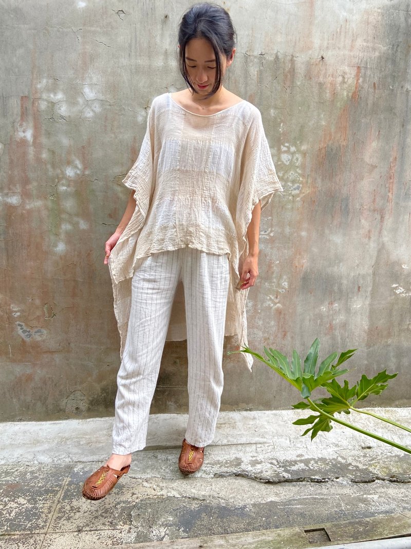 Linen Blended Cotton Front Short Back Long Butterfly Shirt-Mige - One Piece Dresses - Cotton & Hemp 