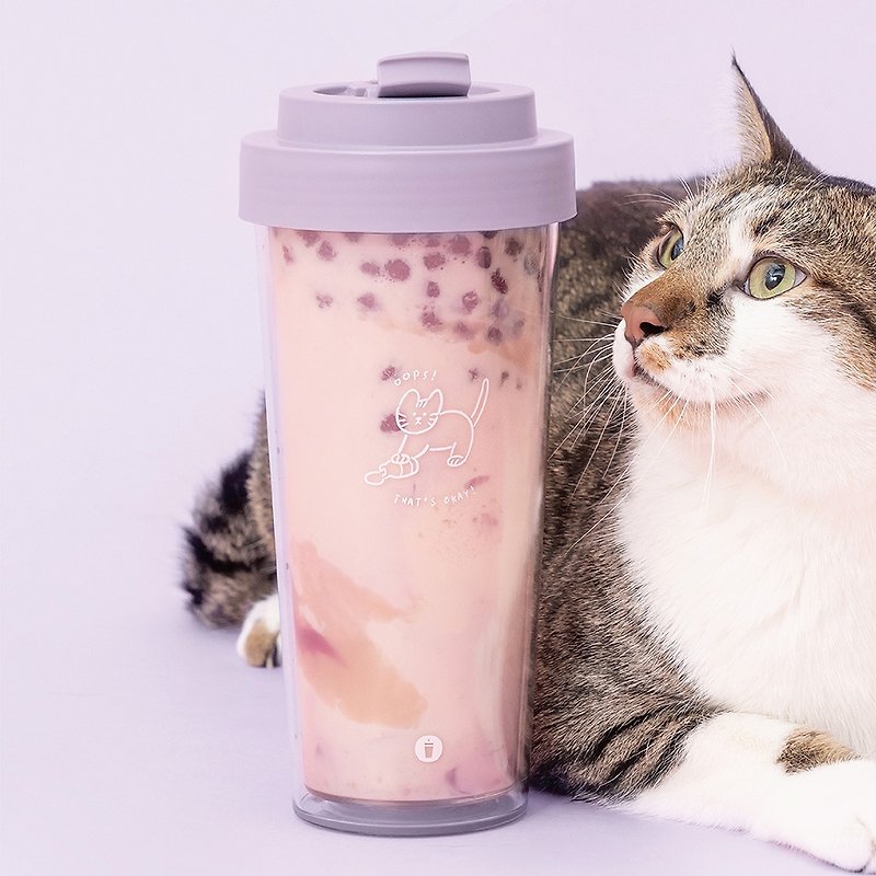 陪伴系列 Ecozen透明雙層隨行杯 750ml - Milk Kitten - 水壺/水瓶 - 塑膠 紫色