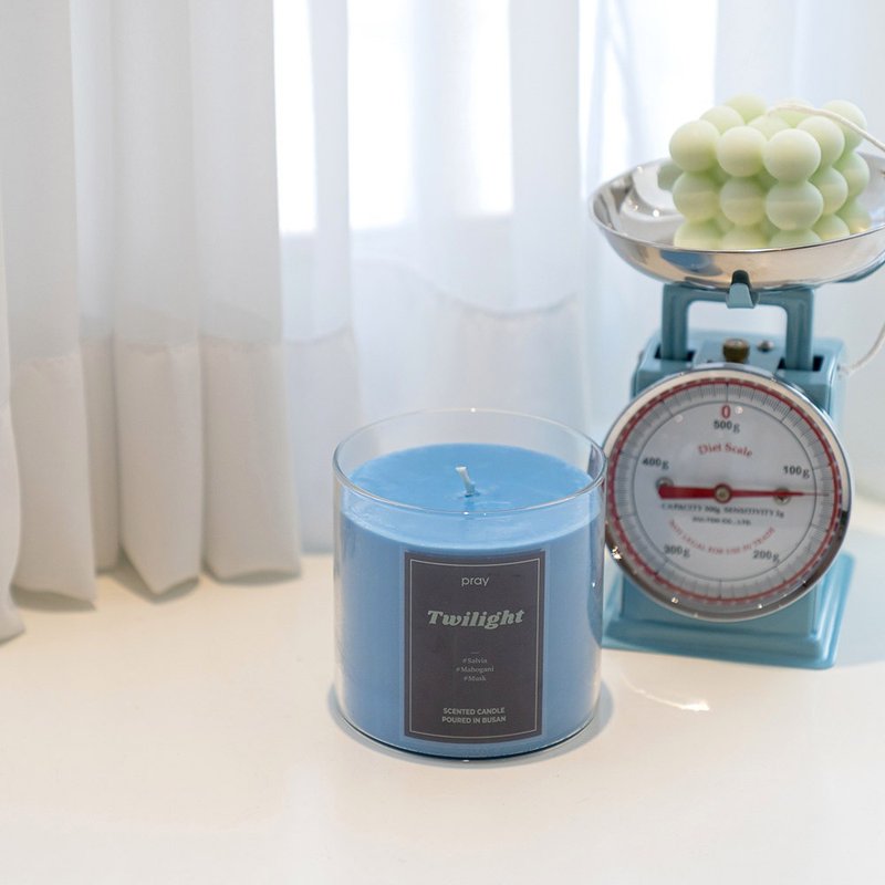 【韓国 PRAY】クラシック天然ソイキャンドル - 桃花セージ / 2サイズ展開 - キャンドル・燭台 - ガラス ブルー