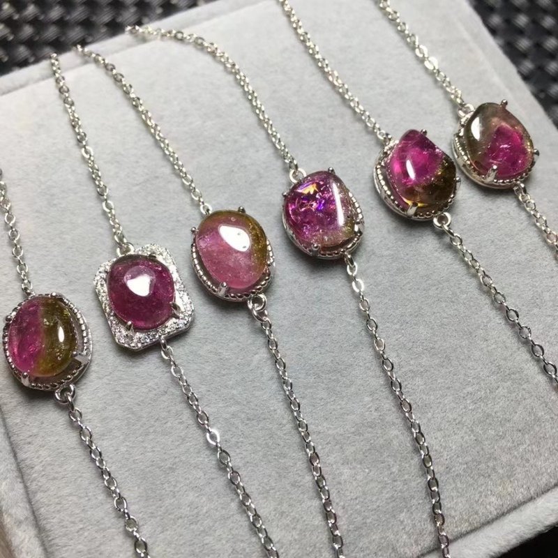 Watermelon Tourmaline Bracelet, Watermelon Tourmaline Silver Bracelet - 手鍊/手環 - 純銀 