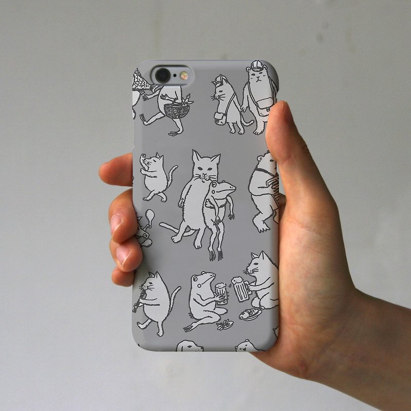 iPhoneケース　猫たち（グレー） - スマホケース - プラスチック グレー