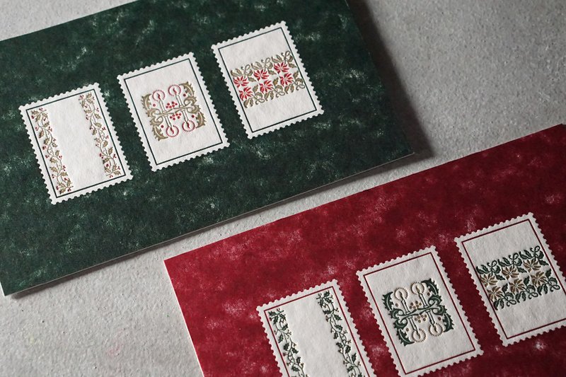 A Christmas card featuring a holly stamp. - การ์ด/โปสการ์ด - กระดาษ สีแดง