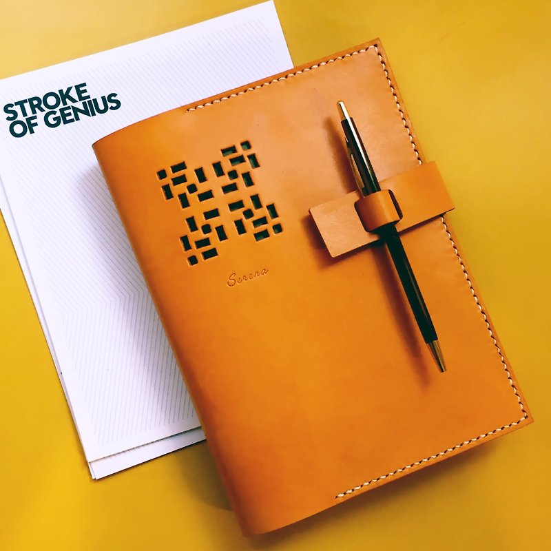 32K Size LEATHER NOTEBOOK COVER【with notebook / no pen】 - Notebooks & Journals - Genuine Leather Orange