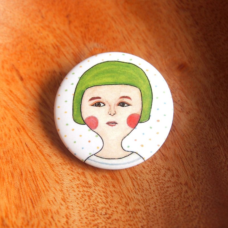 Small badge-cute girl - Badges & Pins - Paper 