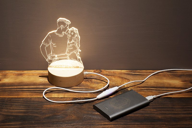 Customized Valentine's Day gift birthday gift with customized power bank + customized night light discount group - Lighting - Other Metals Silver