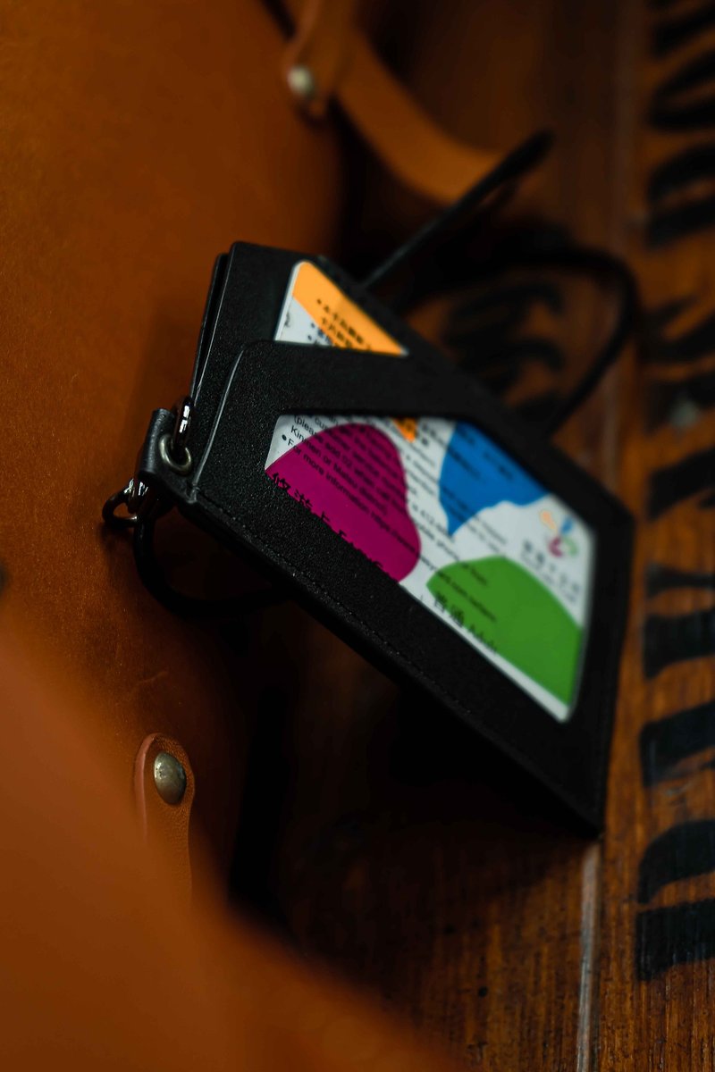 Leather ID Holder (with vegetable tanned leather neck strap included) - ID & Badge Holders - Genuine Leather Black