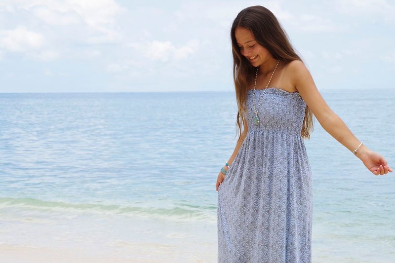 Mermaid princess mood ♪ Mermaid shell tube top long dress <Blue> - Evening Dresses & Gowns - Other Materials Blue