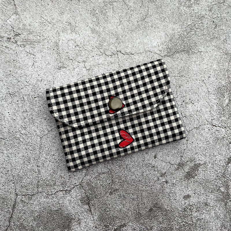 [Handmade] Double-layer zipper coin purse, accordion coin purse, business card holder, Korean fabric - กระเป๋าใส่เหรียญ - ผ้าฝ้าย/ผ้าลินิน 