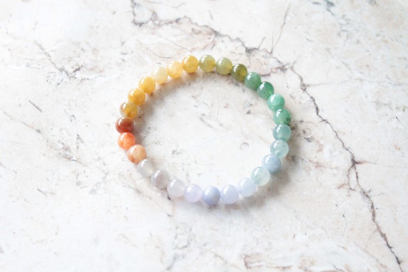 Journal-Rainbow Spirit Pure Natural A Jadeite (Burmese Jade) Boutique Rare Full Color Multi-Treasure Rainbow Bracelet - Bracelets - Gemstone 