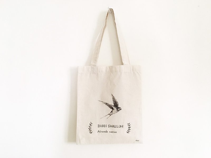純手繪鳥棉布購物袋 ‧ 燕子 - 手提包/手提袋 - 棉．麻 