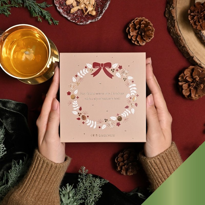 【交換禮物推薦】聖誕十入綜合茶禮-台灣島嶼花茶 (附禮袋與小卡) - 茶葉/茶包/水果茶 - 新鮮食材 卡其色