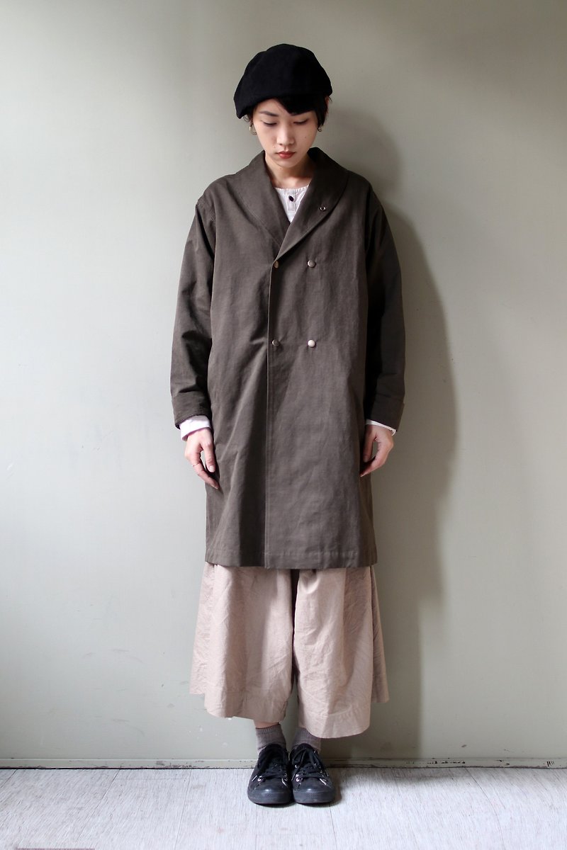 Omake/ 5dots coin coat - Women's Blazers & Trench Coats - Cotton & Hemp Khaki