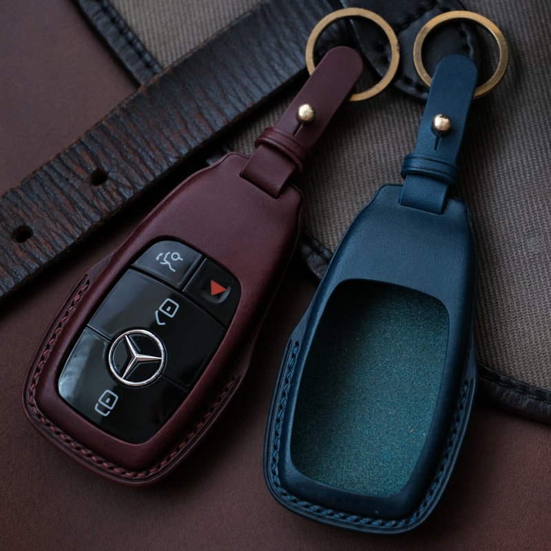 Shape it 手工皮套 Benz 賓士 E-Class E200 E220d E300 汽車鑰匙 - 鑰匙圈/鑰匙包 - 真皮 多色