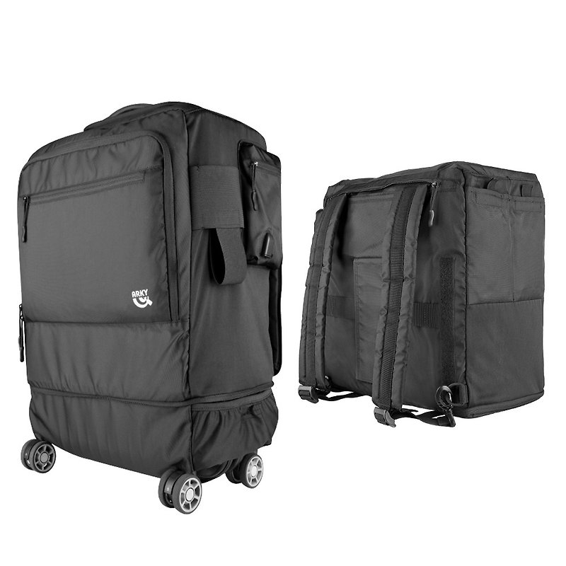 Titantourキャリーバッグ、多機能収納、キャリーオンケース、保護ラゲッジカバー/バックパック - スーツケース - ナイロン ブラック