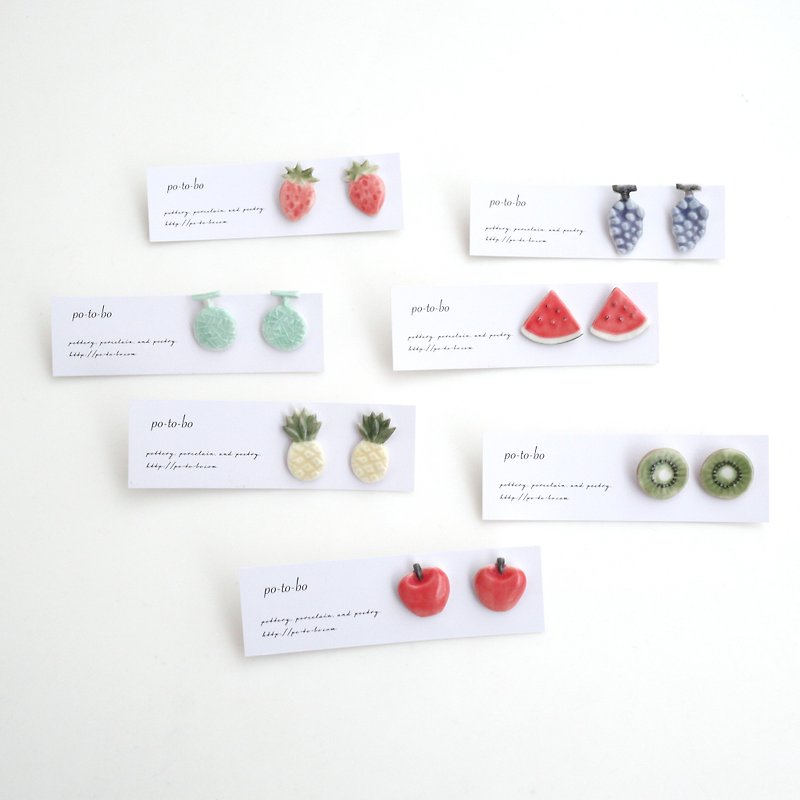 Fruit earrings - ต่างหู - เครื่องลายคราม สีแดง