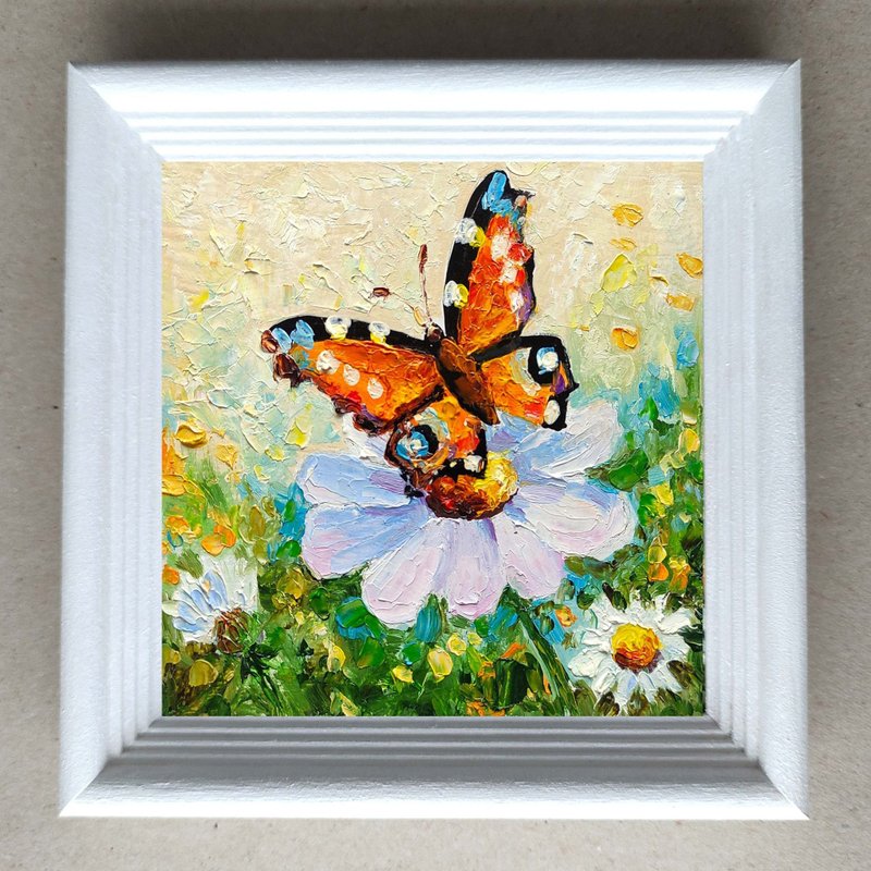 Butterfly Oil Painting Original Art In Frame Gift Idea 手工油畫, 油畫原作 - 海報/掛畫/掛布 - 其他材質 多色