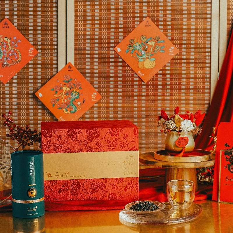 龍年報喜花開富貴茶花禮盒 - 茶葉/茶包 - 其他材質 紅色
