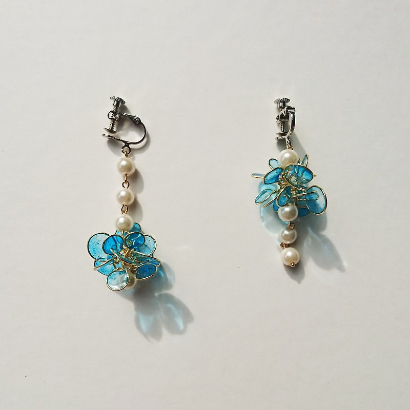 <Fall> Design handmade design resin earrings / hanging paragraph / earring / accessories - Earrings & Clip-ons - Other Materials Blue