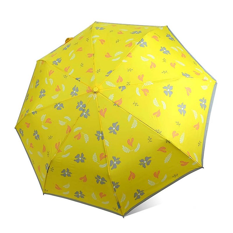 [Taiwan Wenchuang Rain's talk] Leaf and flower anti-UV three-fold automatic opening and closing umbrella - Umbrellas & Rain Gear - Waterproof Material Multicolor