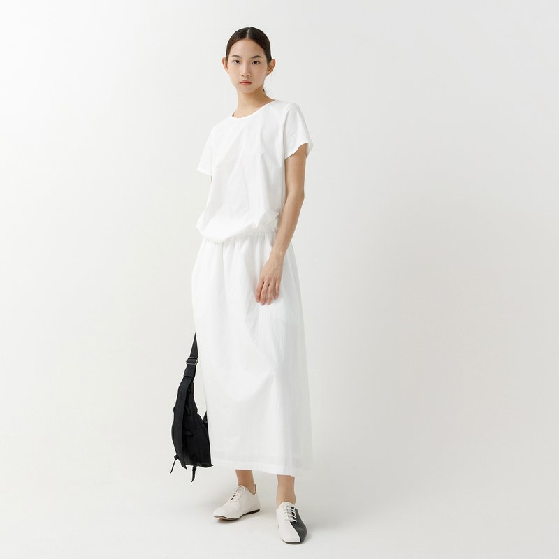 Elastic waisted long dress - One Piece Dresses - Cotton & Hemp White