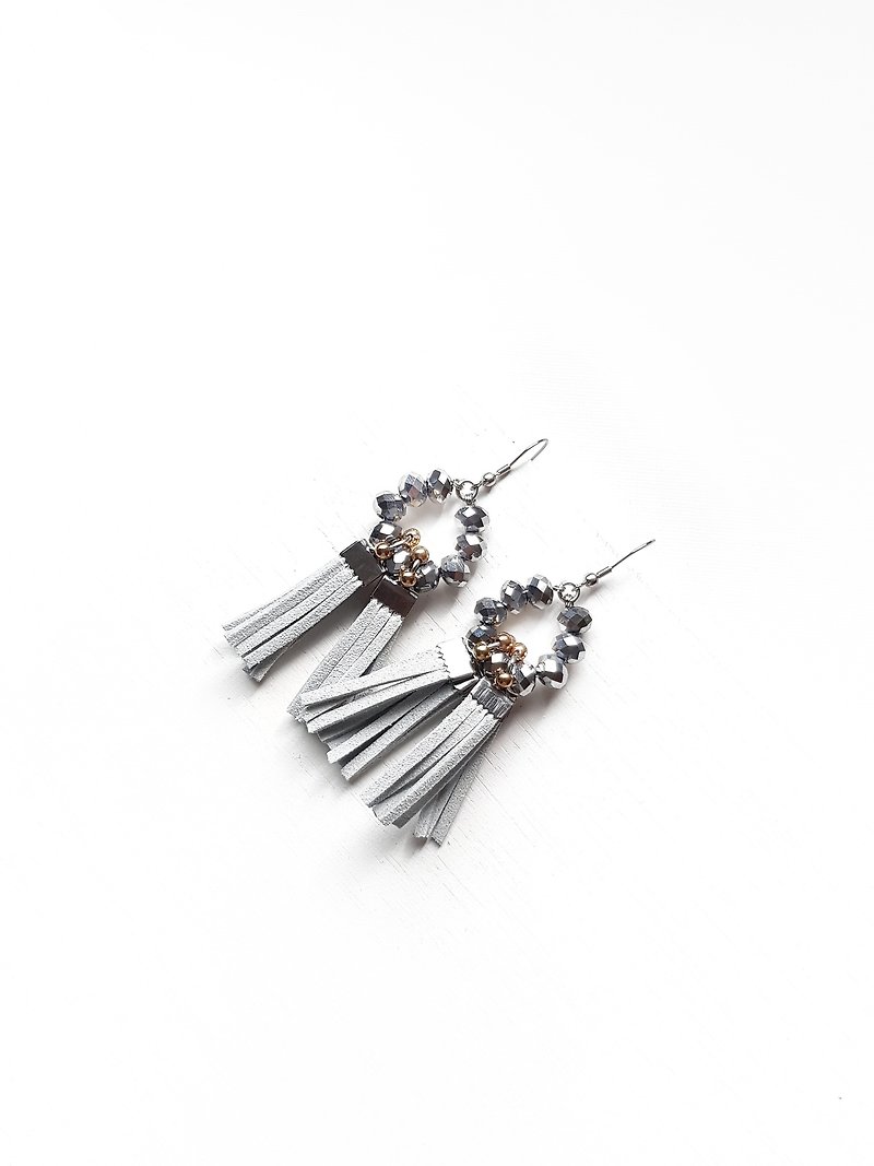 PORIA Ring Crystal with Fringes Earrings //BLEU - Earrings & Clip-ons - Other Materials Blue