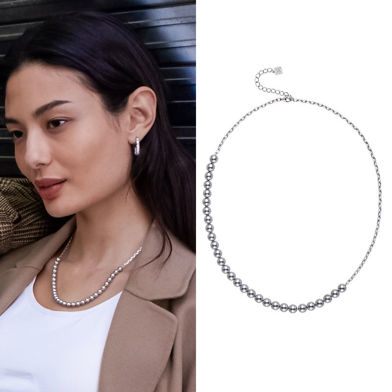 NCT, ENHYPEN PICK | PEARL BB GREY CHAIN NECKLACE - 項鍊 - 珍珠 灰色