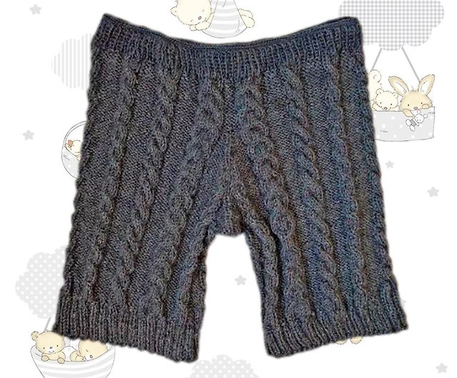 Hand Knit 100% Wool Men's Shorts, Pajamas Adult Panties for men, Wool  Underwear