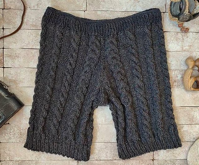 Hand Knit 100% Wool Men's Shorts, Pajamas Adult Panties for men