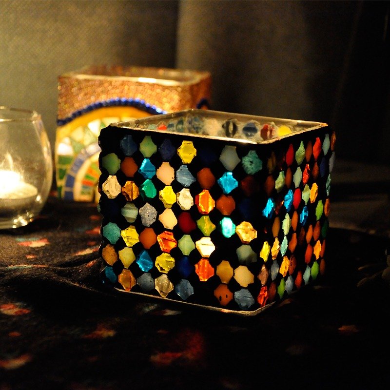 Gemstone/ Mosaic candlestick /Handmade /Home decoration - เทียน/เชิงเทียน - แก้ว 