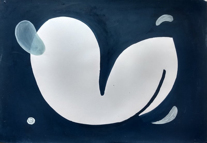 Abstract woman body, female nude artwork good gift for bcstraction lovers! - โปสเตอร์ - กระดาษ สีน้ำเงิน