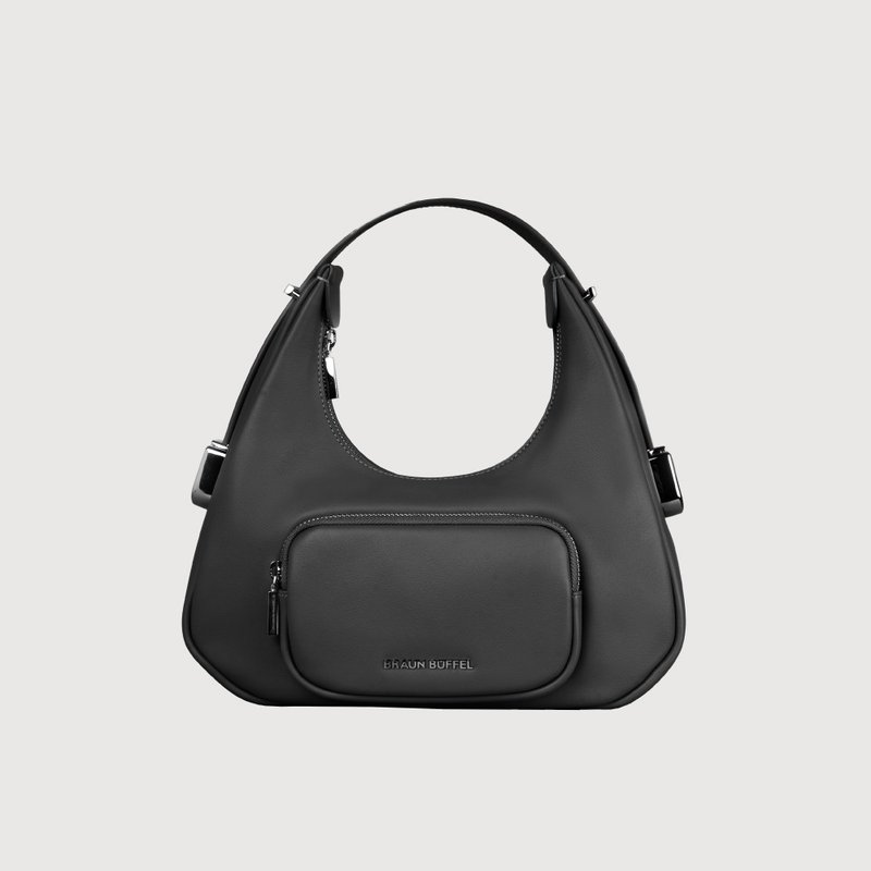 [Free gift bag] Ruiya large shoulder bag-black/BF848-27-BK - กระเป๋าถือ - หนังแท้ สีดำ